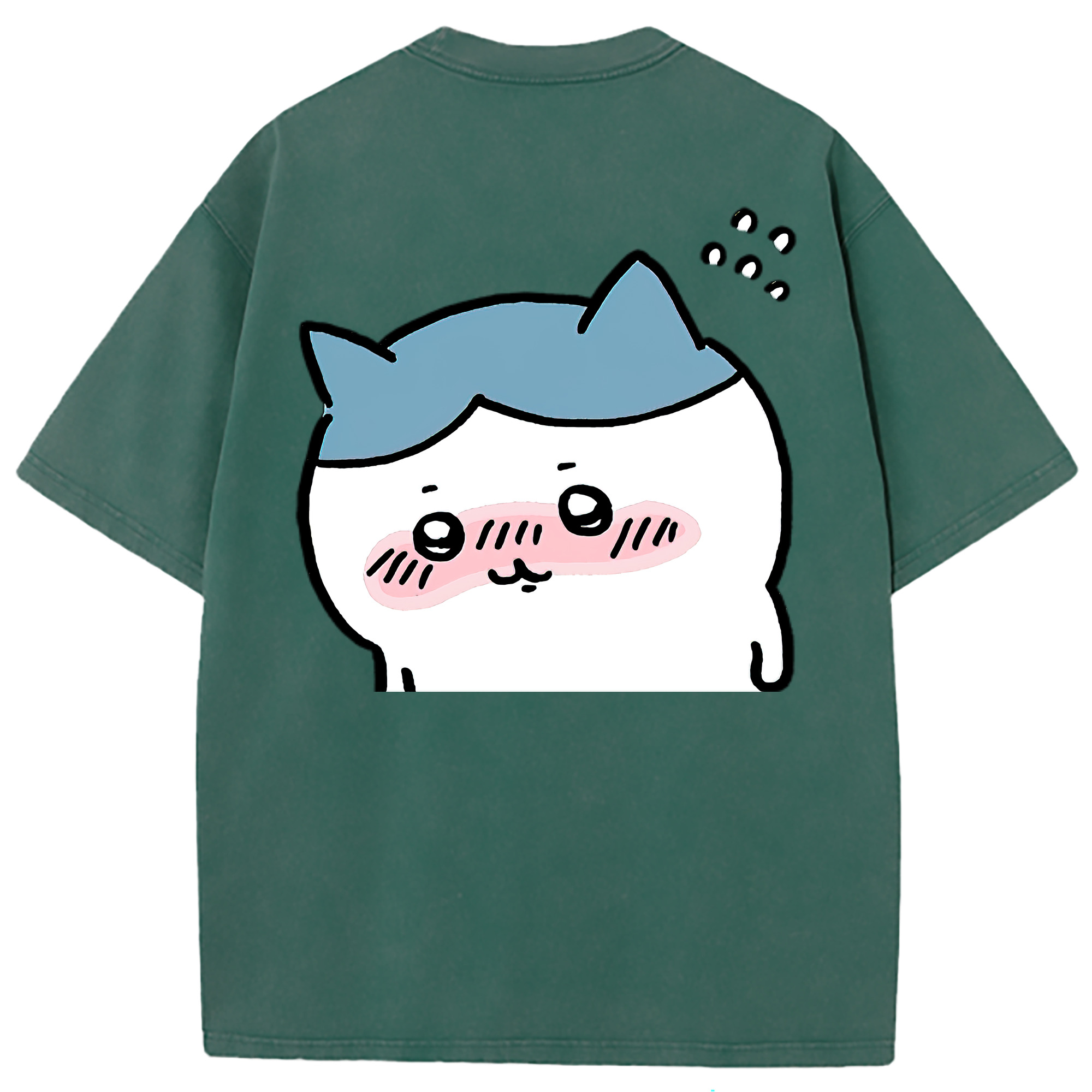 （画像用） ちいかわ ハチワレ Chii-kawa hachiware 綿100% ヴィンテージ風 半袖Tシャツ（背面プリント）